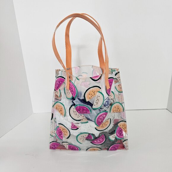 Gymboree Plastic Mini Tote Fruit Watermelon Print Clear Kidcore Twee School - Picture 3 of 9